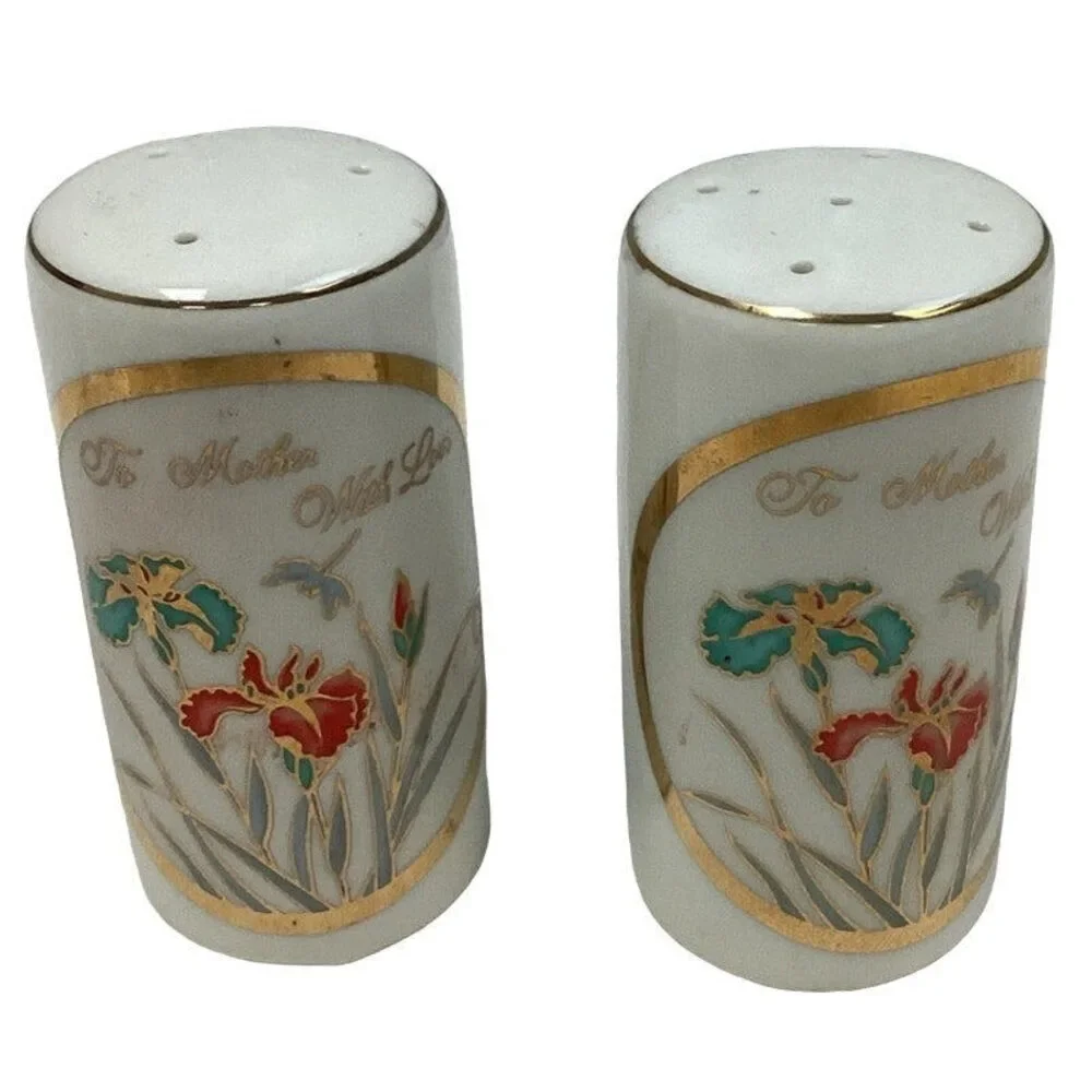 Vintage Made In Japan To Mother With Love Ceramic Salt and Pepper Shakers